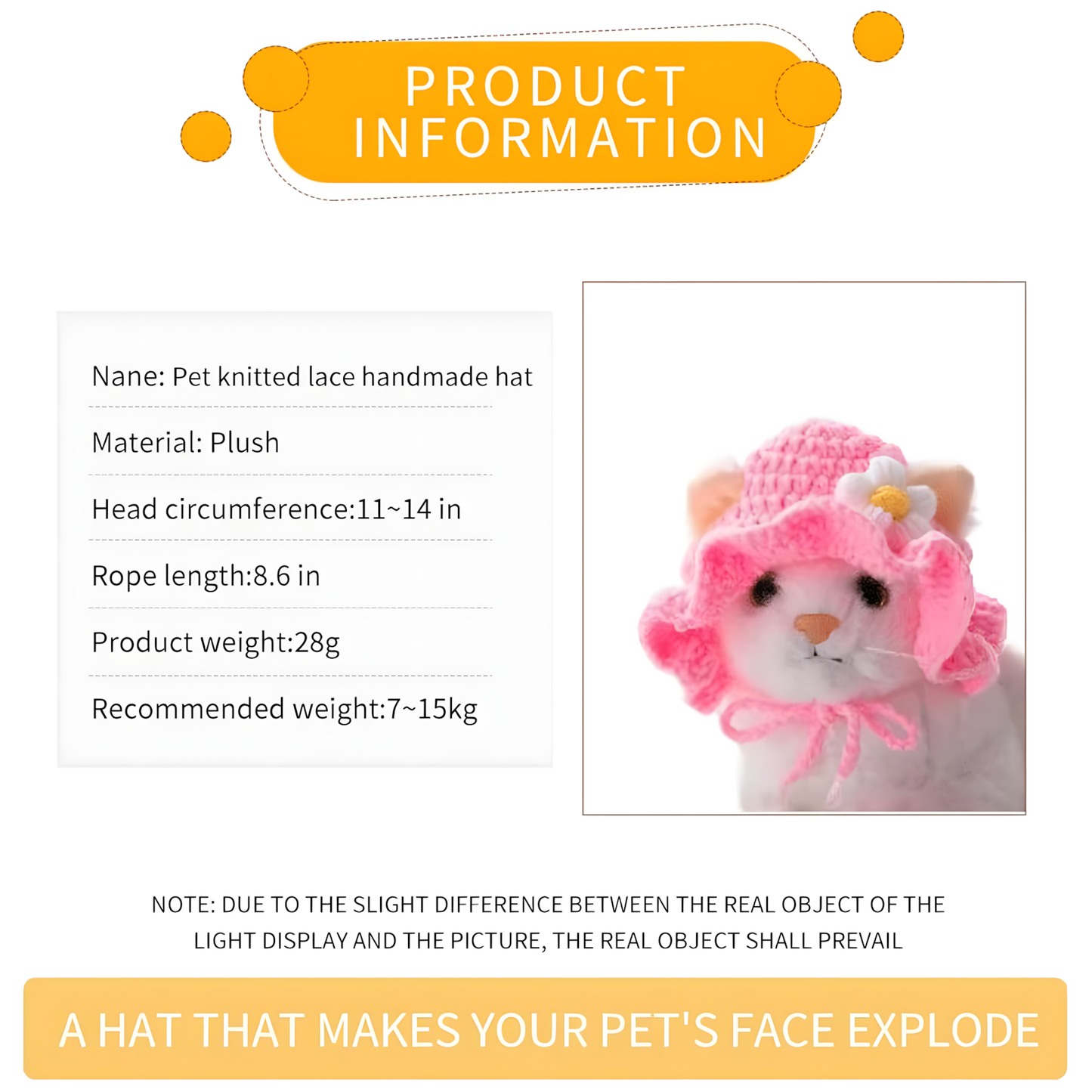 Cute Pet Hat for Dogs & Cats – Adjustable Soft Cotton Cap for Small Pets, Funny Pet Costume Accessory for Photos, Parties & Daily Wear