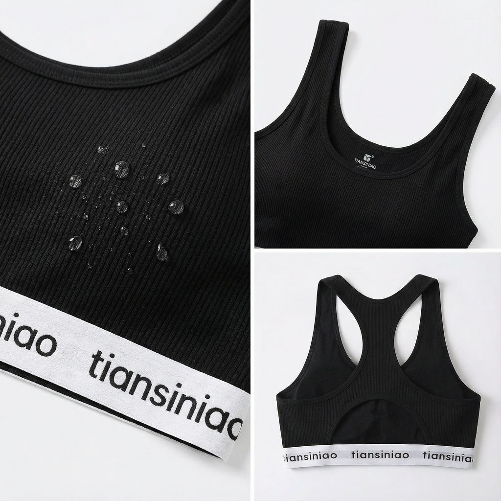 Women's Wireless Sports Bra - 90% Nylon/Spandex Fabric, Medium Coverage with Removable Pads for Running Gym Dance