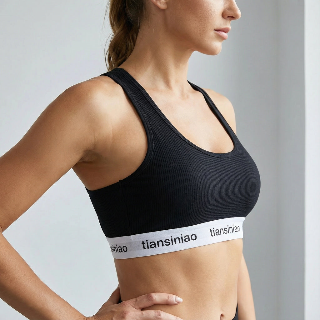 Women's Wireless Sports Bra - 90% Nylon/Spandex Fabric, Medium Coverage with Removable Pads for Running Gym Dance