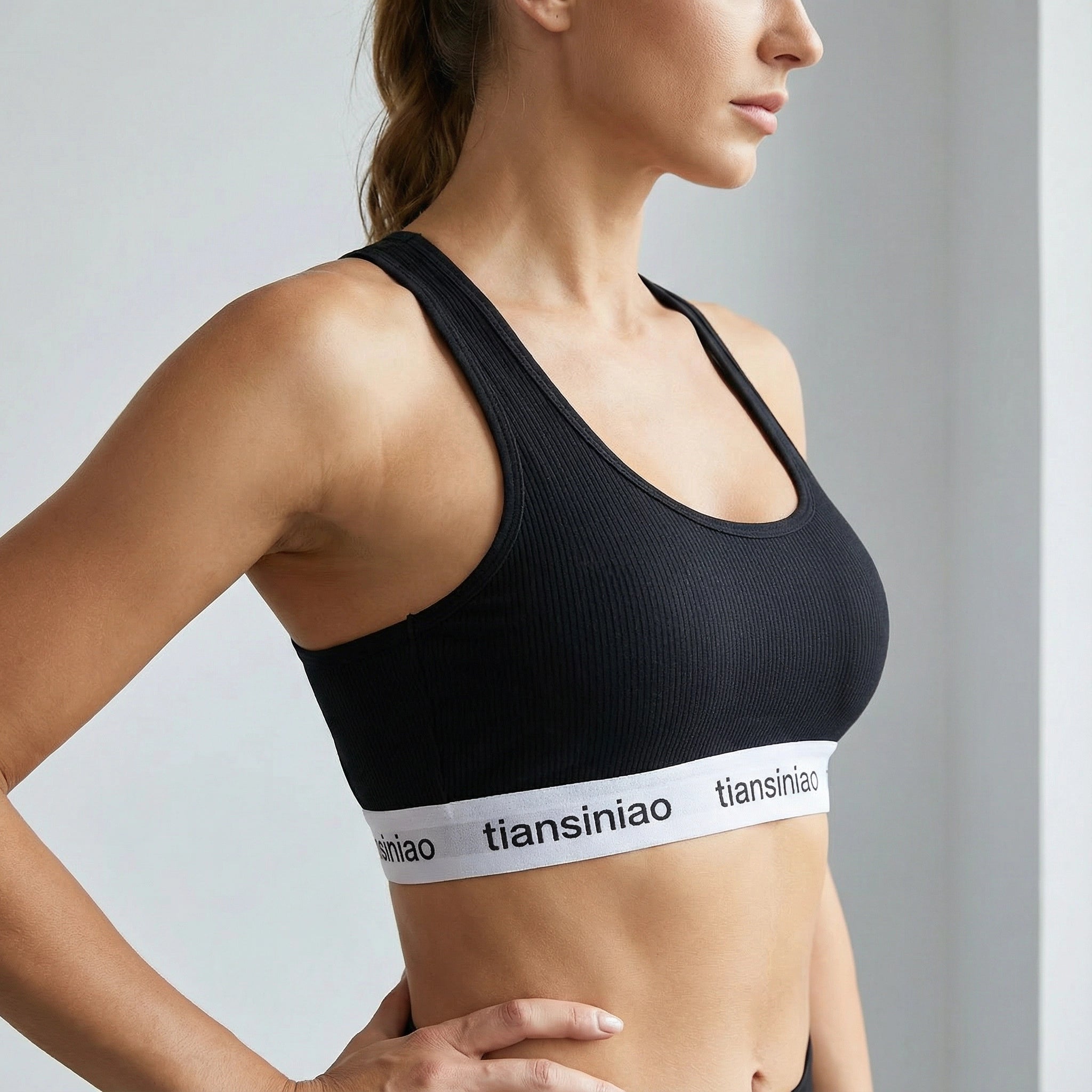 Women's Wireless Sports Bra - 90% Nylon/Spandex Fabric, Medium Coverage with Removable Pads for Running Gym Dance