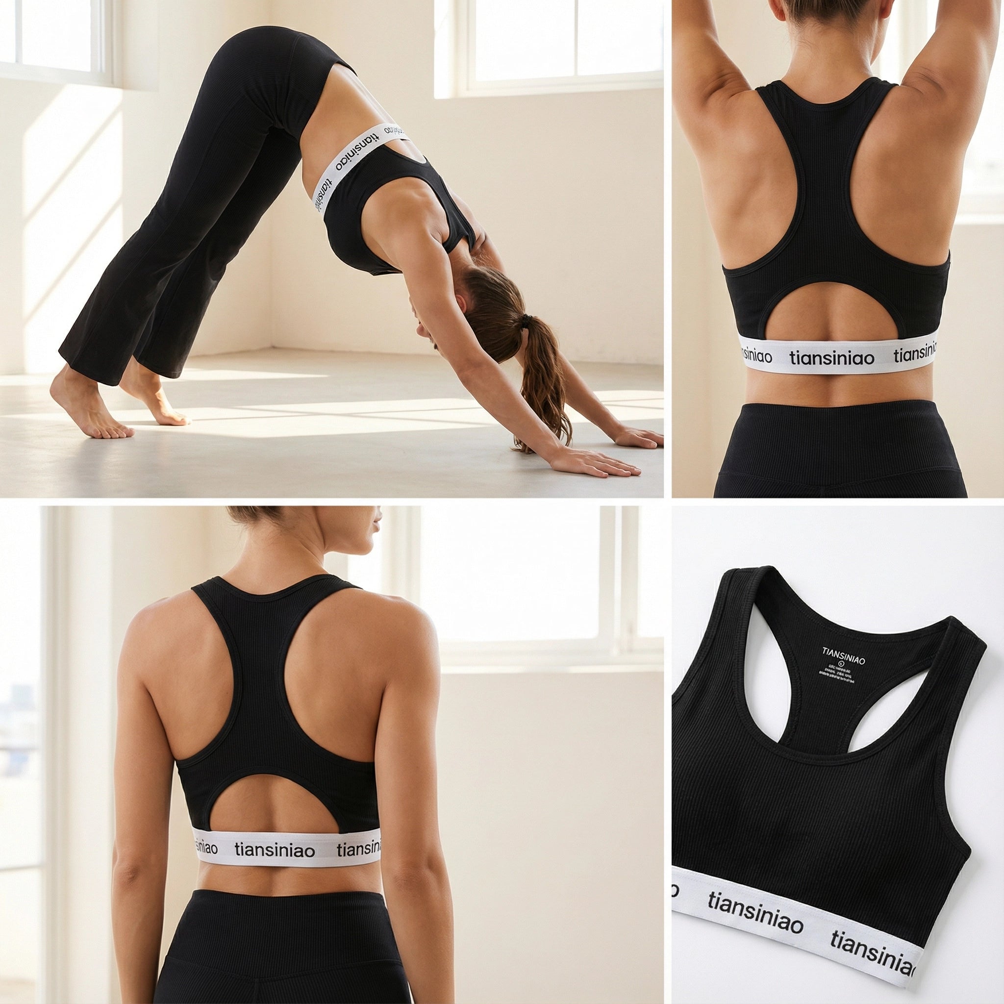 Women's Wireless Sports Bra - 90% Nylon/Spandex Fabric, Medium Coverage with Removable Pads for Running Gym Dance