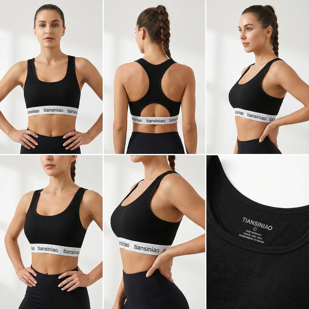 Women's Wireless Sports Bra - 90% Nylon/Spandex Fabric, Medium Coverage with Removable Pads for Running Gym Dance