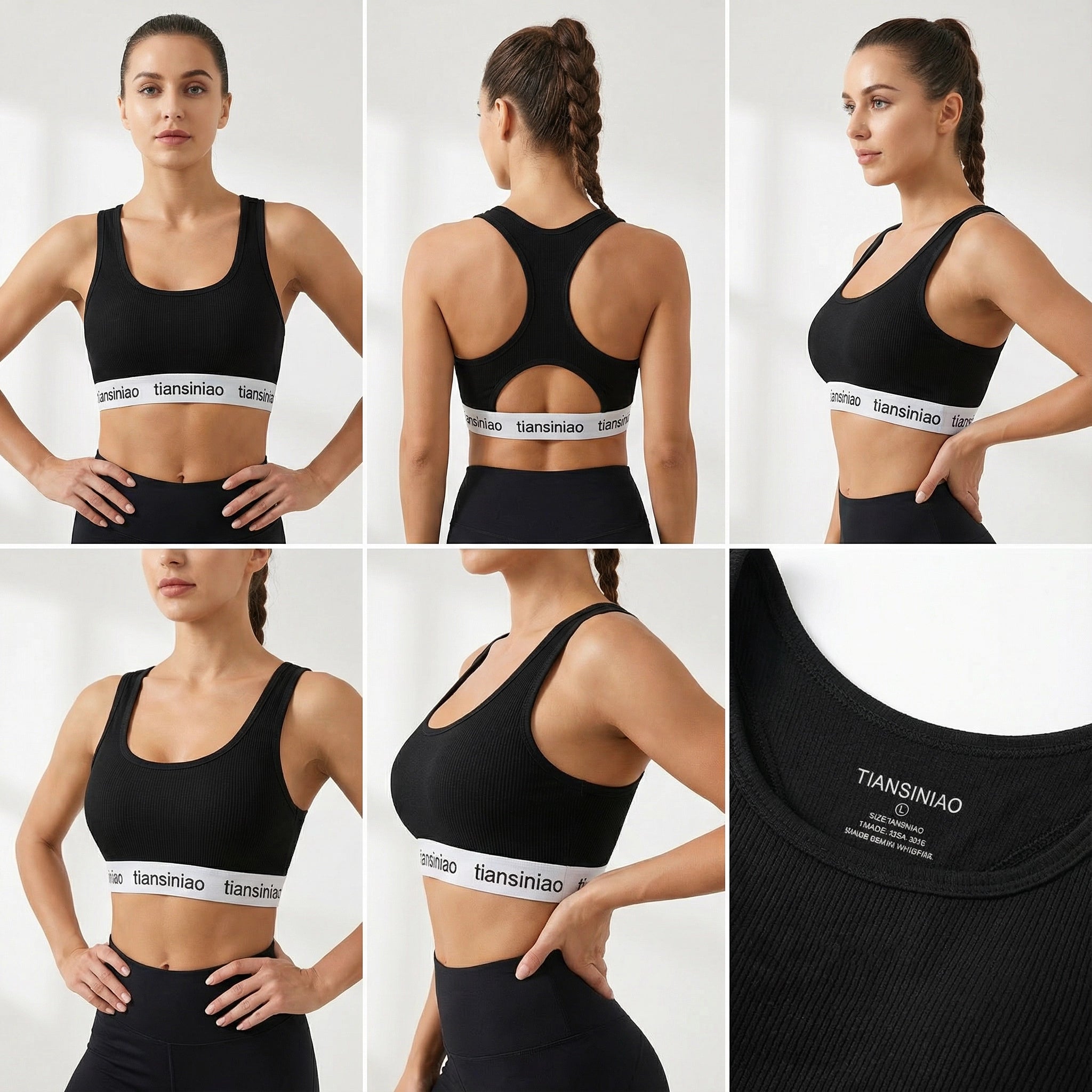 Women's Wireless Sports Bra - 90% Nylon/Spandex Fabric, Medium Coverage with Removable Pads for Running Gym Dance