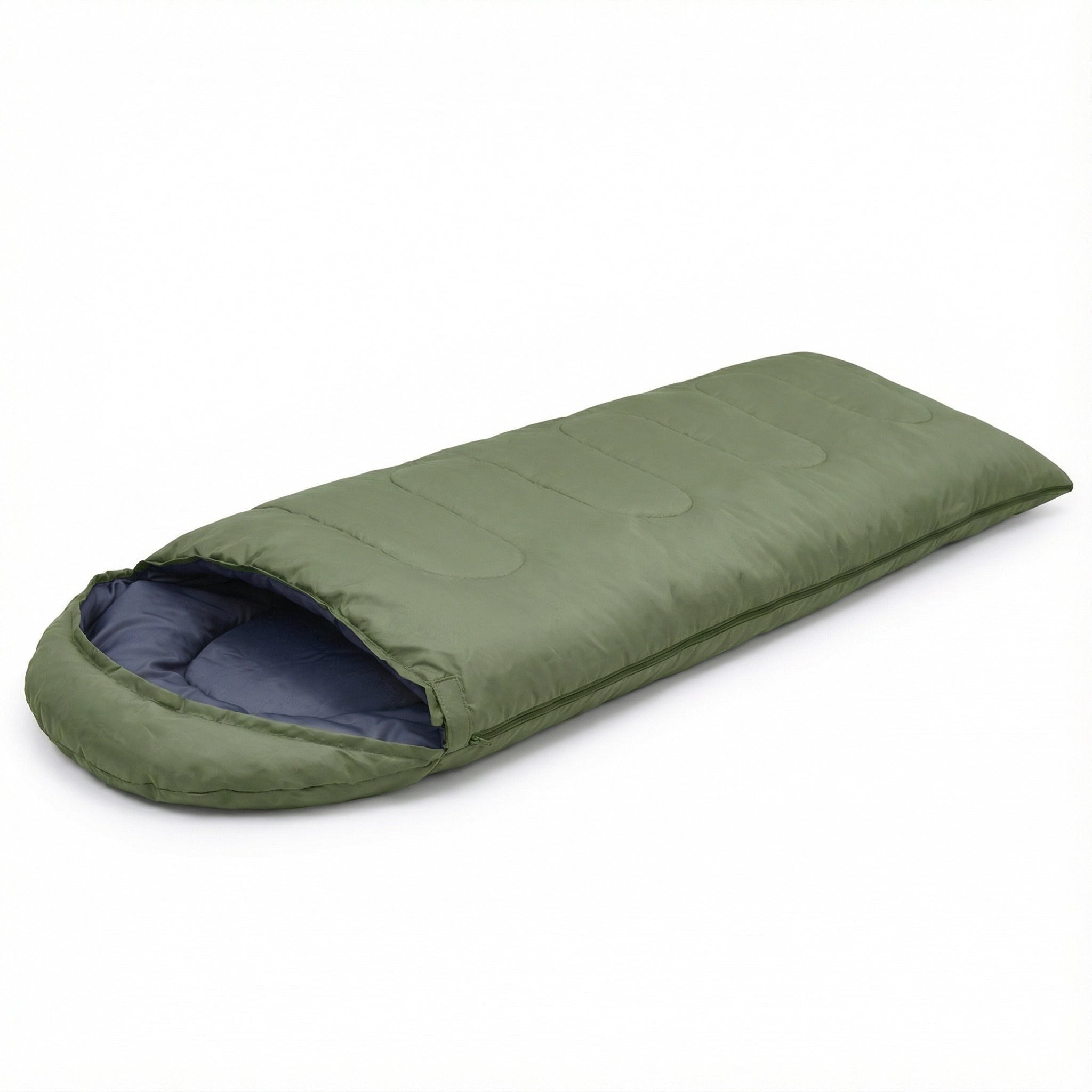 Green Duck Down Sleeping Bag for Tall Adults (75" + 12")