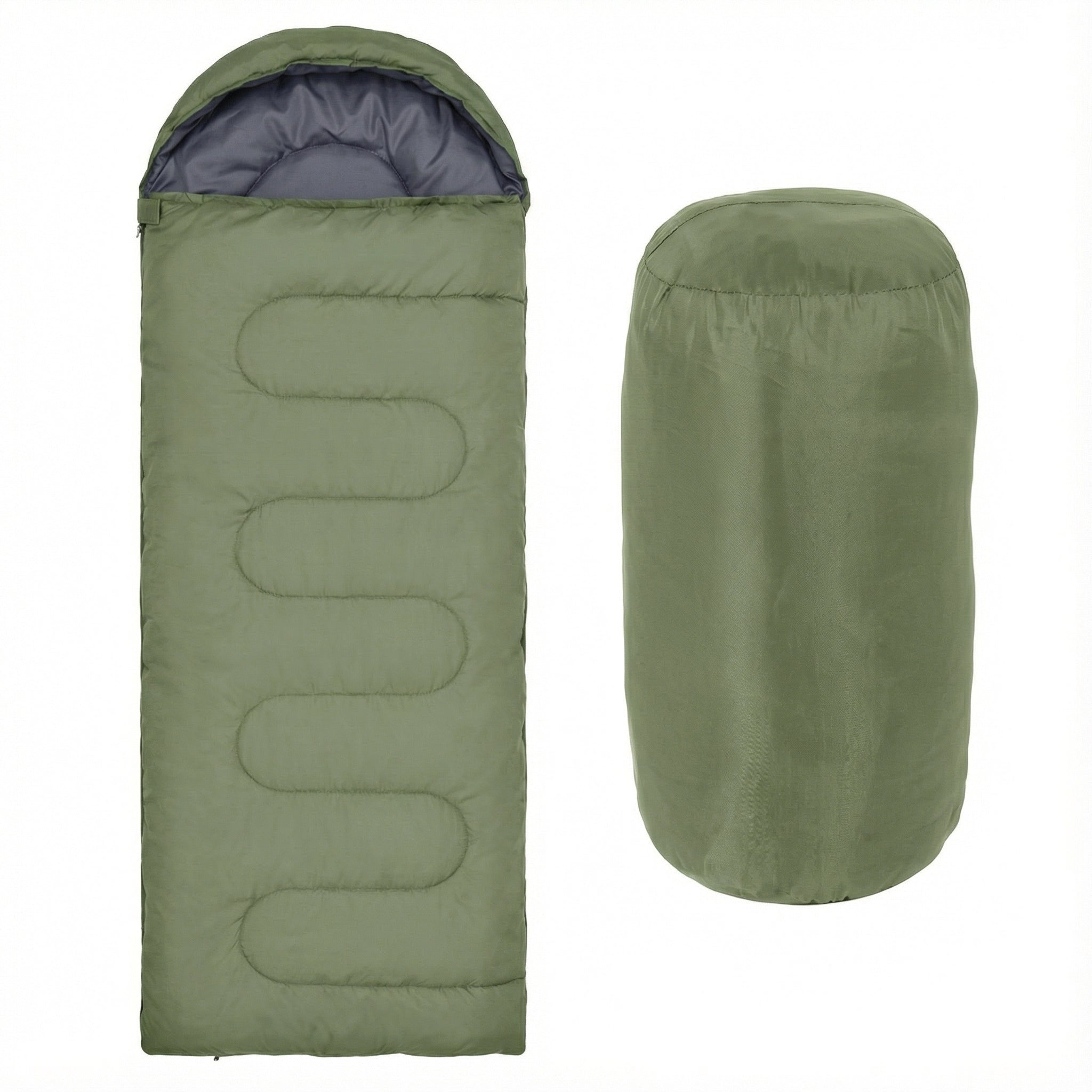 Green Duck Down Sleeping Bag for Tall Adults (75" + 12")