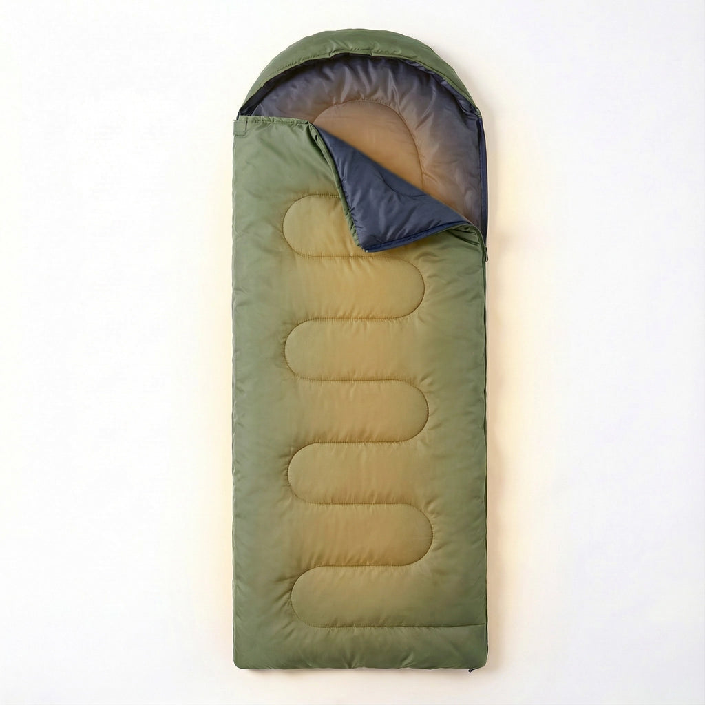 Green Duck Down Sleeping Bag for Tall Adults (75" + 12")