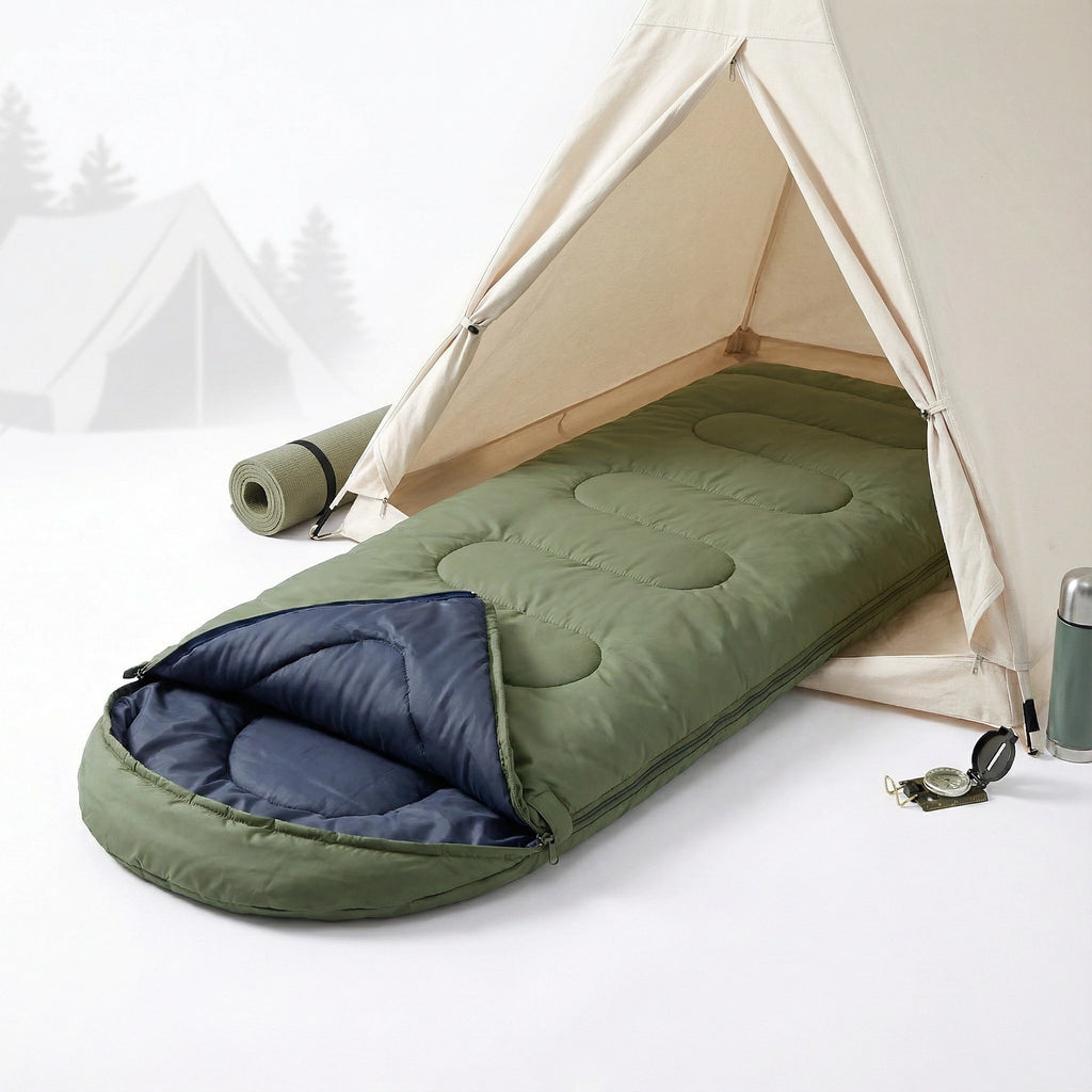 Green Duck Down Sleeping Bag for Tall Adults (75" + 12")